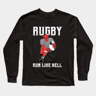 Rugby Run like Hell Color - Distressed Long Sleeve T-Shirt